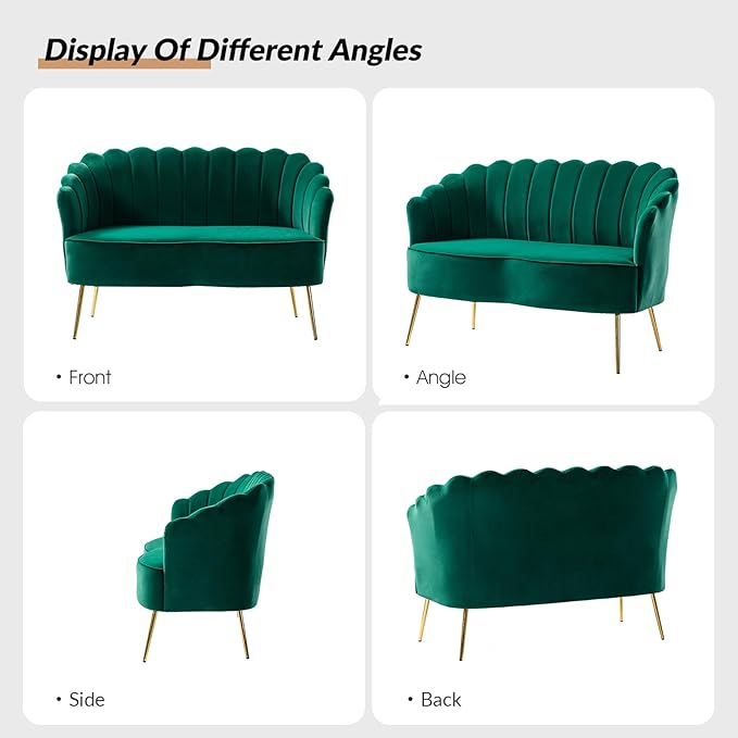 HULALA HOME Velvet Loveseat Sofa - Image 3