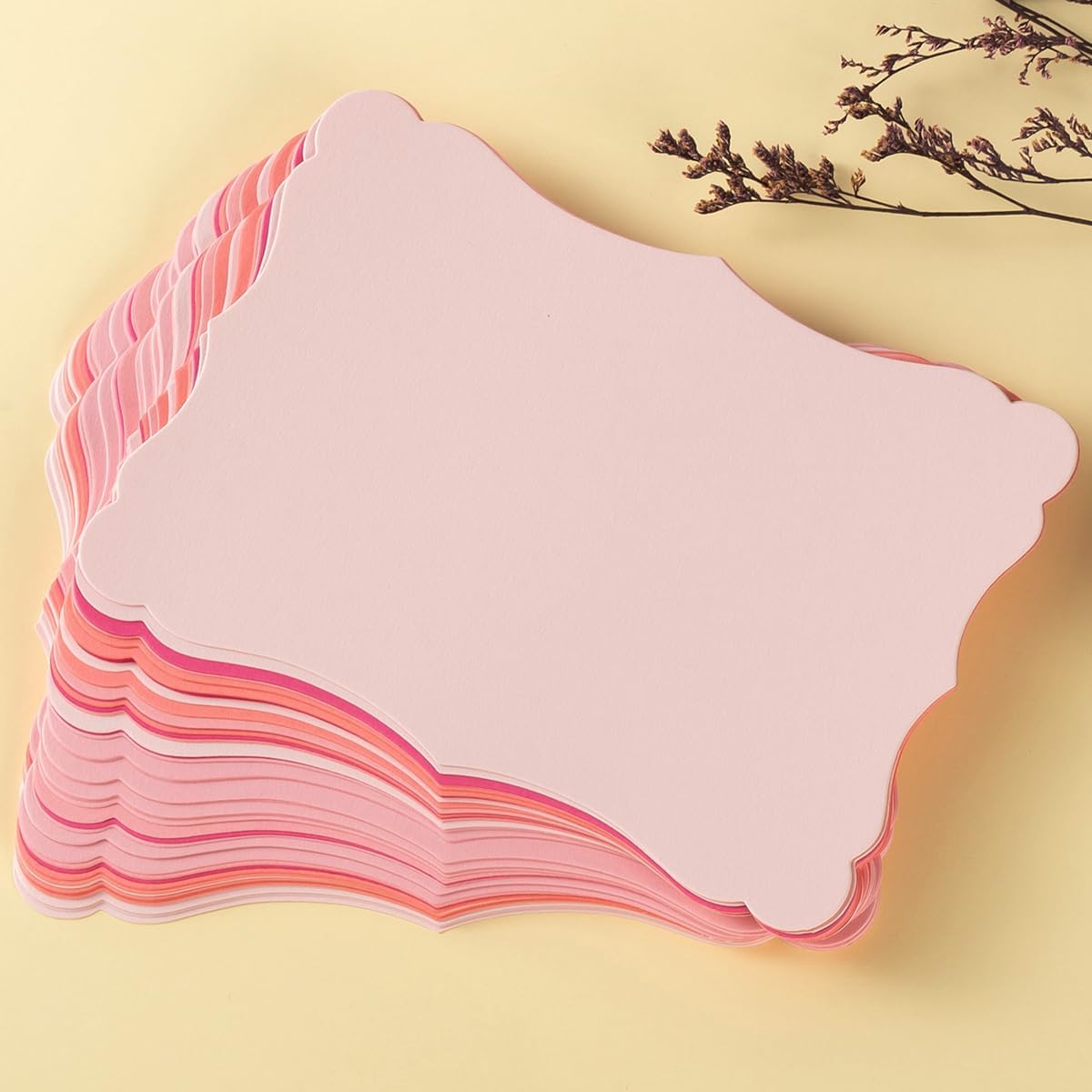 50 Pack Blank Kraft Cards Cardstock Thick Paper Brown Greeting Cards for DIY Gift Card Menus, Baby Shower and Wedding Invitations (Pink, 5 Colors, 5x7IN)