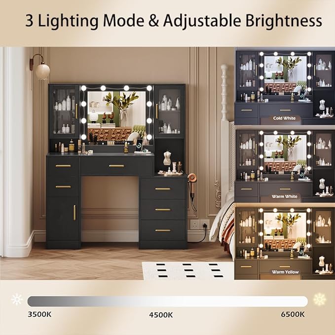 TOKSOM Makeup Vanity Desk with Mirror and Lights, Dressing Table Vanity Set - Image 7