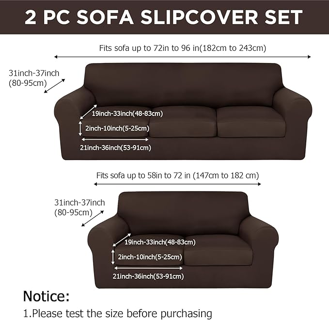 HunnmingRe Sofa Covers for 3 Cushion Couch Stretch Sofa and Loveseat Covers Set - Image 2