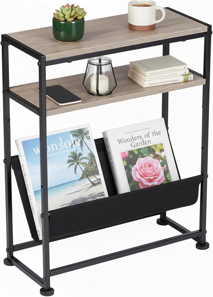 Narrow End Table for Small Spaces by Zexvida