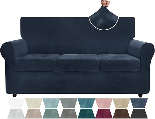 ZNSAYOTX Luxury Velvet Couch Cover 4 Piece Stretch Sofa Covers by ZNSAYOTX