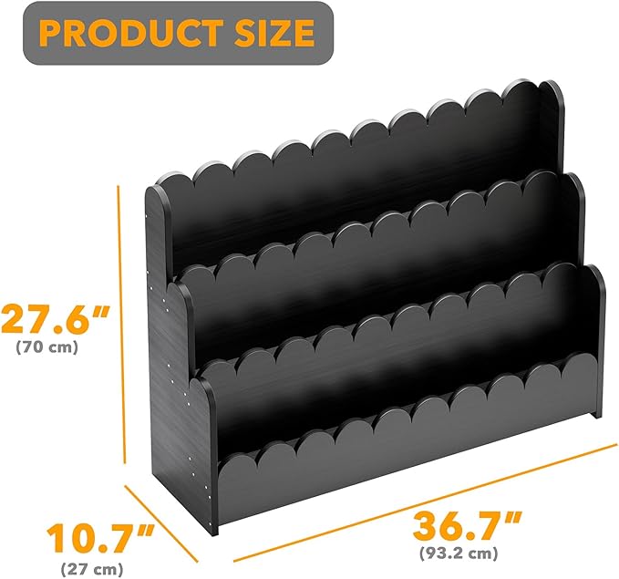 SpaceAid 3-Tier Scalloped Bookshelf, Montessori Bookcase - Image 2