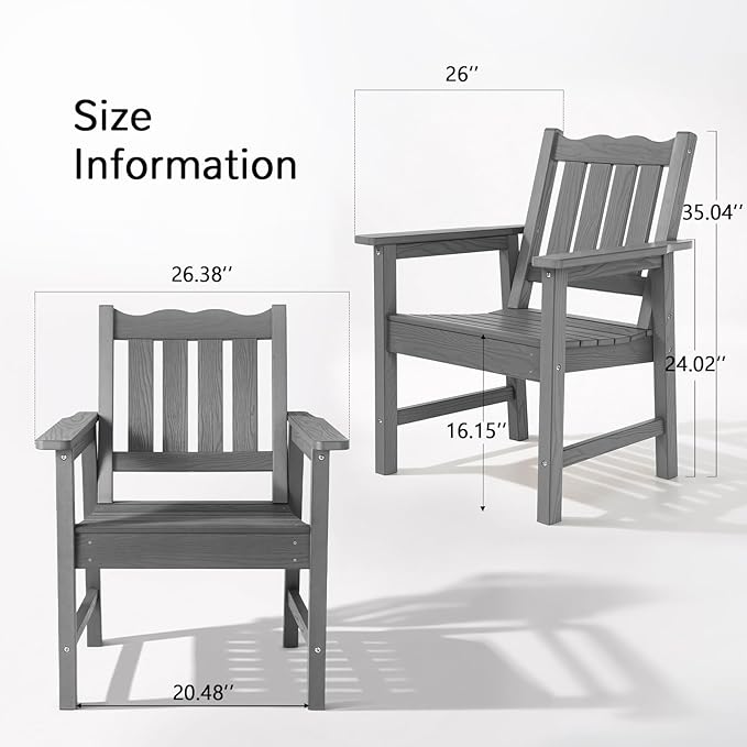 Stoog 3 Piece Outdoor Bench & Outdoor Chairs Set, All-Weather HIPS Patio - Image 7