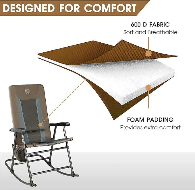 TIMBER RIDGE Outdoor Folding Rocking Chair, Hard Armrests - Image 5