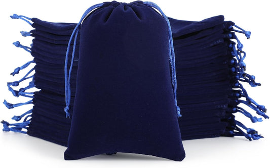 Velvet Drawstring Jewelry Bag, 50Pcs Blue Coin Pouch, 4x6 Tarot Card Holder For Wrapping Halloween Party Favors, Small Jewelry, Small Bussiness, Pendents, Bracelet, Customers