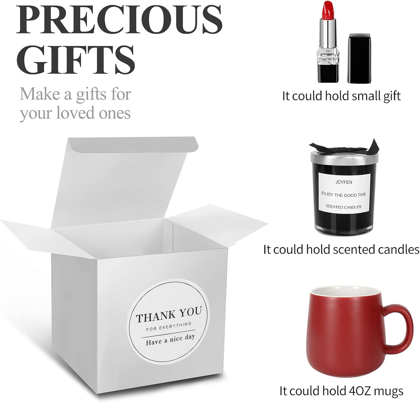 COTOPHER Small Gift Boxes 60 Pack 4x4x4 inches Silver Gift Boxes with Lids for Gifts, Crafting, Wedding Party Favor, Cupcake Boxes, Candy, Bridesmaids Proposal Box with Ribbons and Stickers (Metallic