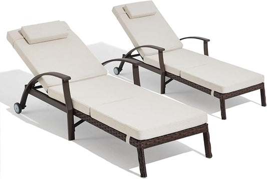 Outdoor Chaise Lounge Chairs Set of 2 by Unknown