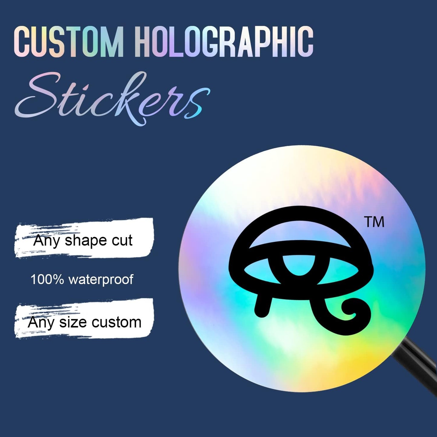 Custom Logo Stickers for Business, Personalised Branding Labels, Any Shape & Size, Waterproof, Glossy Holographic