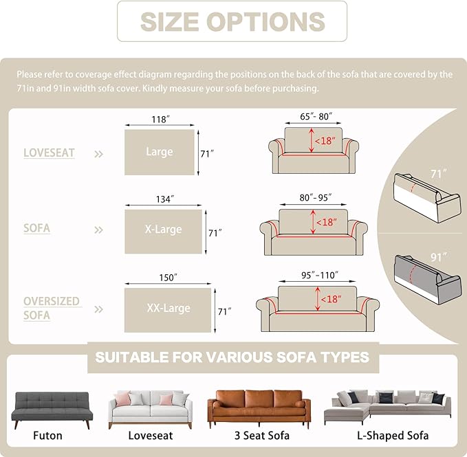 DREAMINGO Sofa Covers Washable Thick Chenille Couch Cover - Image 2