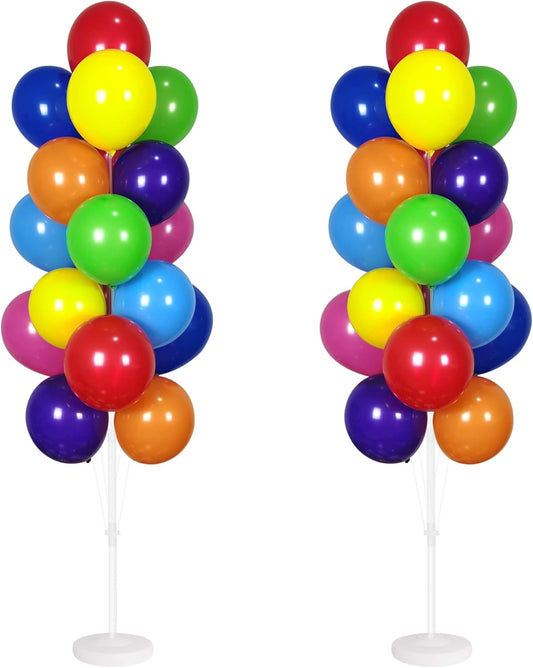 Balloon Column Kit Set of 2 With Balloons Assorted Color - Balloon Stand with Base&Pole,Balloon Tower Backdrop Decoration for Wedding, Baby Shower, Birthday Party, or Bachelorette Parties