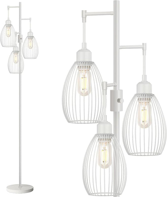 Dimmable Floor Lamp, 3 x 800LM LED Edison Bulbs Included, Farmhouse Industrial by Nintiue