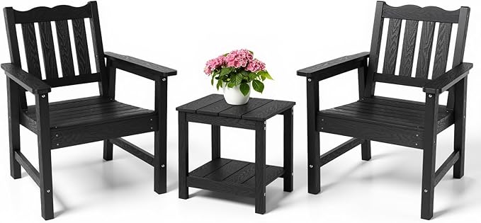Stoog 3 Piece Patio Bistro Set, All-Weather Garden Chairs Set of 2 by Stoog