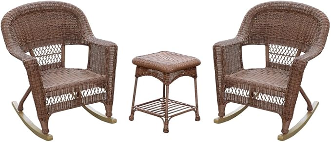 Jeco 3 Piece Rocker Wicker Chair Set - Image 7