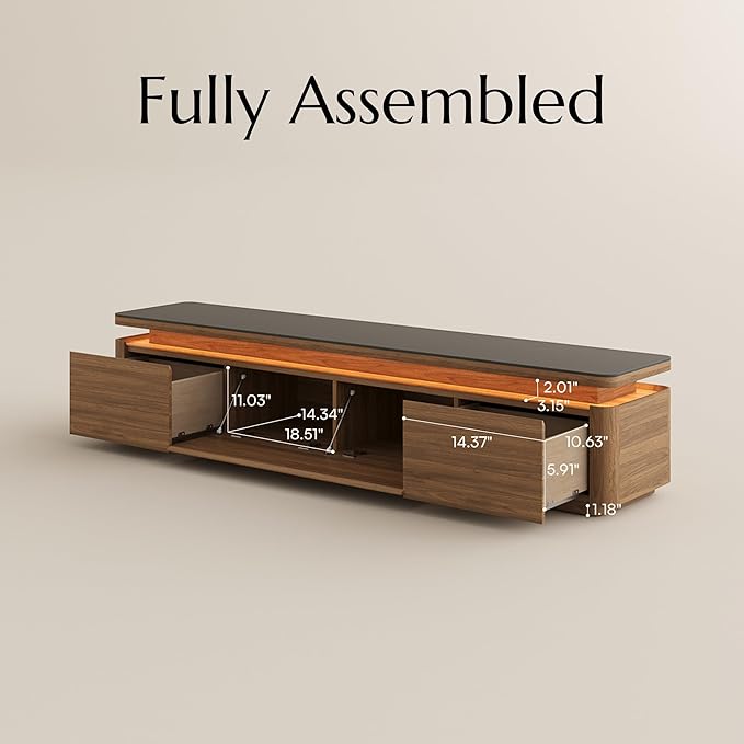 POVISON Fully Assembled 79" Mid-Century Modern TV Stand - Image 7