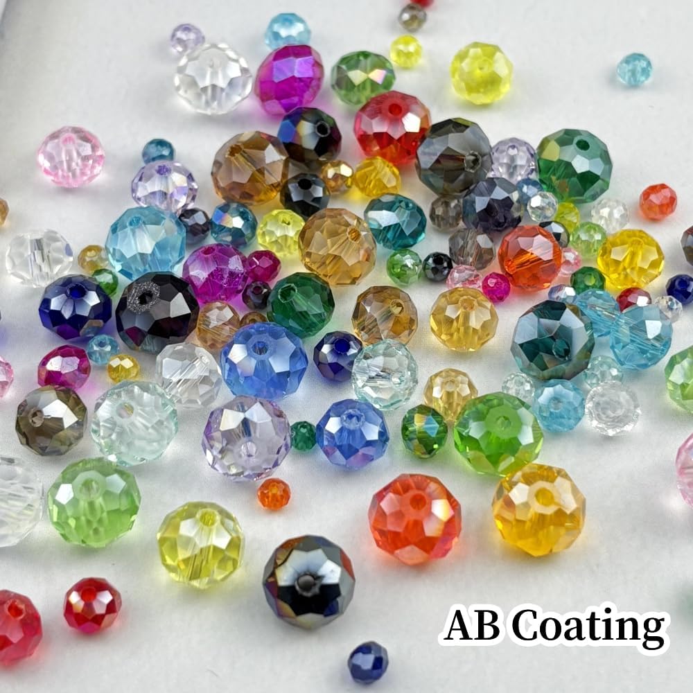 500pcs 3mm Crystal Glass Beads for Crafts Faceted Rondelle Glass Beads for Jewelry Making Crystal Spacer Beads for Necklaces Bracelets Earrings DIY Craft(Lake Blue AB)