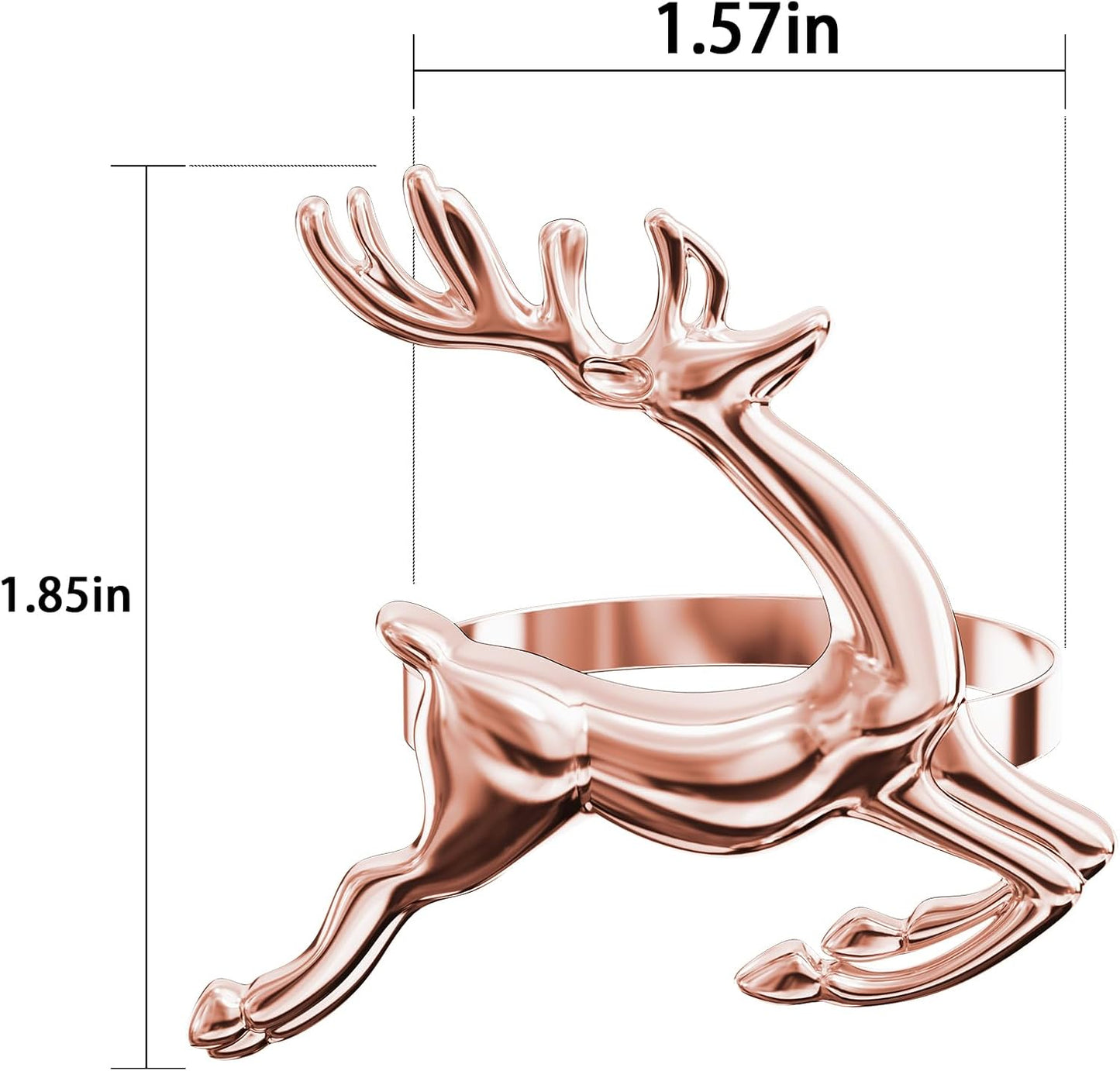 ZeeDix Set of 8 Rose Gold Elk Chic Napkin Rings for Christmas Dinning Table Setting-Wedding Receptions, Christmas, Thanksgiving and Home Kitchen for Casual or Formal