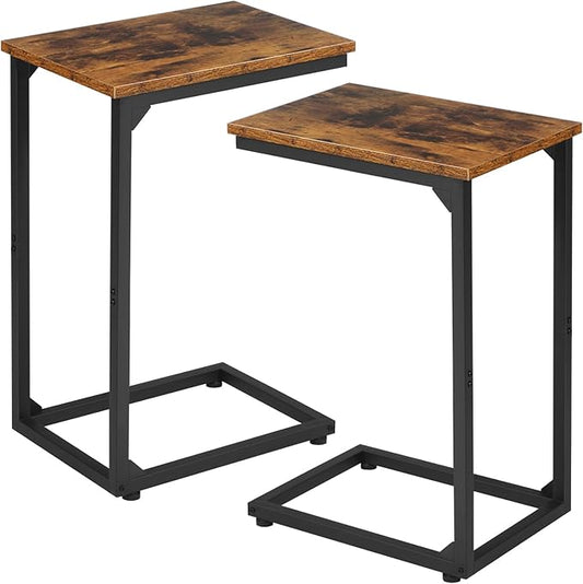 AMHANCIBLE C Shaped Side Table, End Tables Living Room Set of 2, Slide Under by AMHANCIBLE