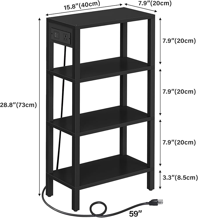 TUTOTAK Narrow Side Table with Charging Station, Small End Table with USB Ports - Image 3