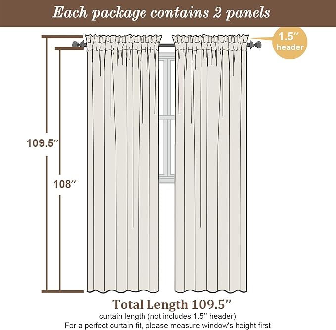 Chyhomenyc Extra Long Charcoal Grey Semi Sheer Curtains 108 Inches Long 2 - Image 5