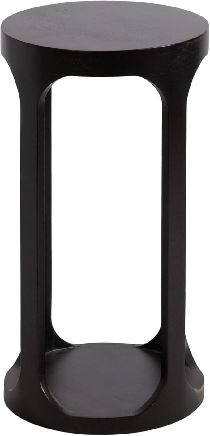 Kate and Laurel Dahl Modern Slatted Wooden Round Drink Table; 12 x 23; Black; - Image 8