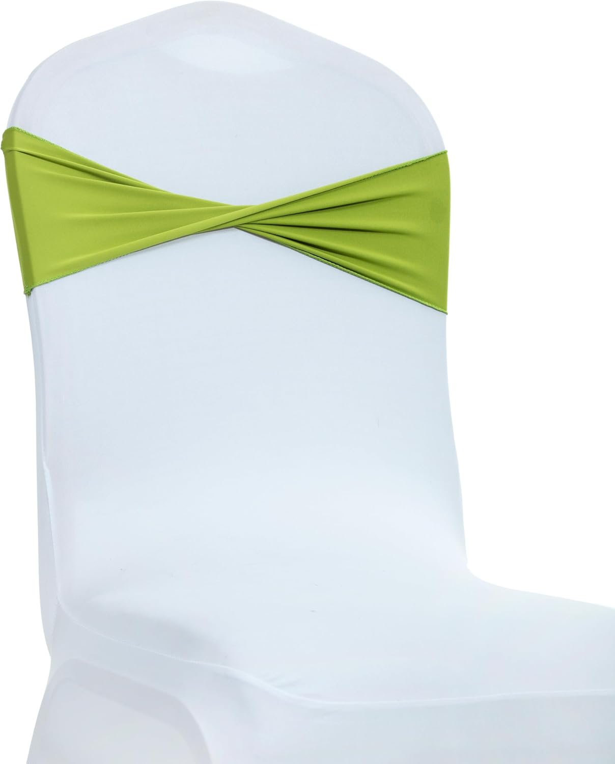 MDS Pack of 150 Spandex Chair Sashes Bows Elastic Stretch Dining Chair Bands Ties Without Slider Buckle Universal fits for Wedding Baby Shower Birthday Party Banquet Event Decoration - Apple Green