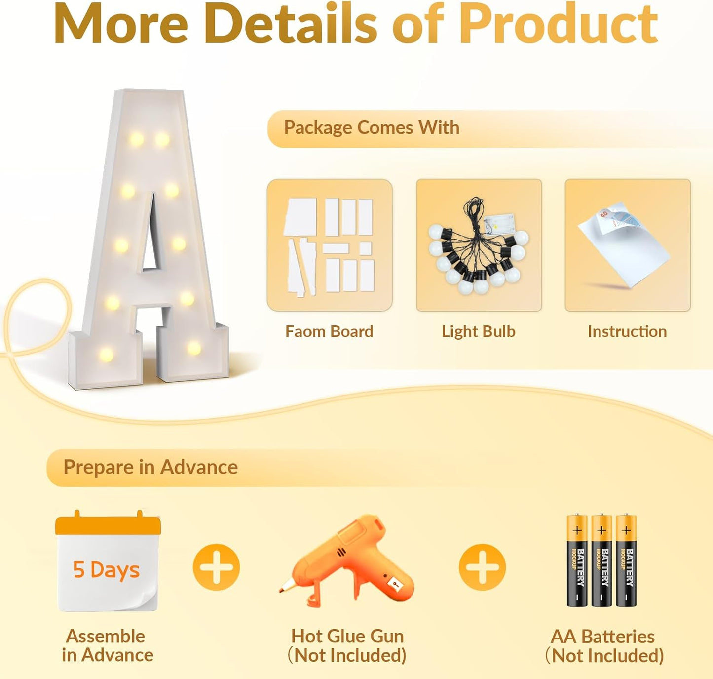 JoyMuse 4FT Marquee Light Up Letters,Large Marquee Letters 4 Feet Tall for Marry Me Proposal Decorations Big 4FT Letters with Lights for Baby Shower Party Decor, Letter Z