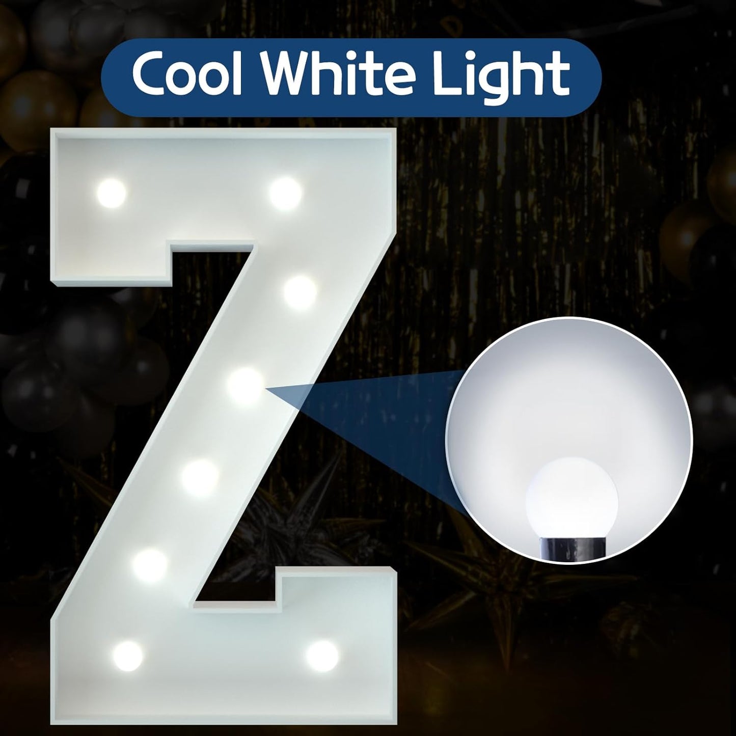 Marquee Letters 3 Feet Tall Large Light Up Letters Baby Shower Decorations Wedding Engagement Proposal White Party Decorations Marry Me Sign Big Cardboard Backdrop Z