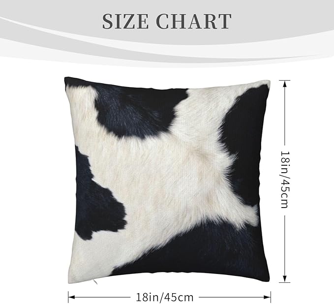 Black and White Western Cow Print Pillow Covers 18x18 Set of 2, Cowhide Accent - Image 3
