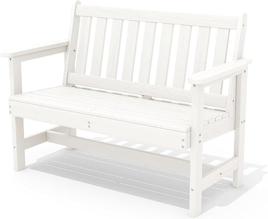 SERWALL Outdoor Bench, HDPE Outdoor Benches Weatherproof, 2-Person Garden Bench by SERWALL