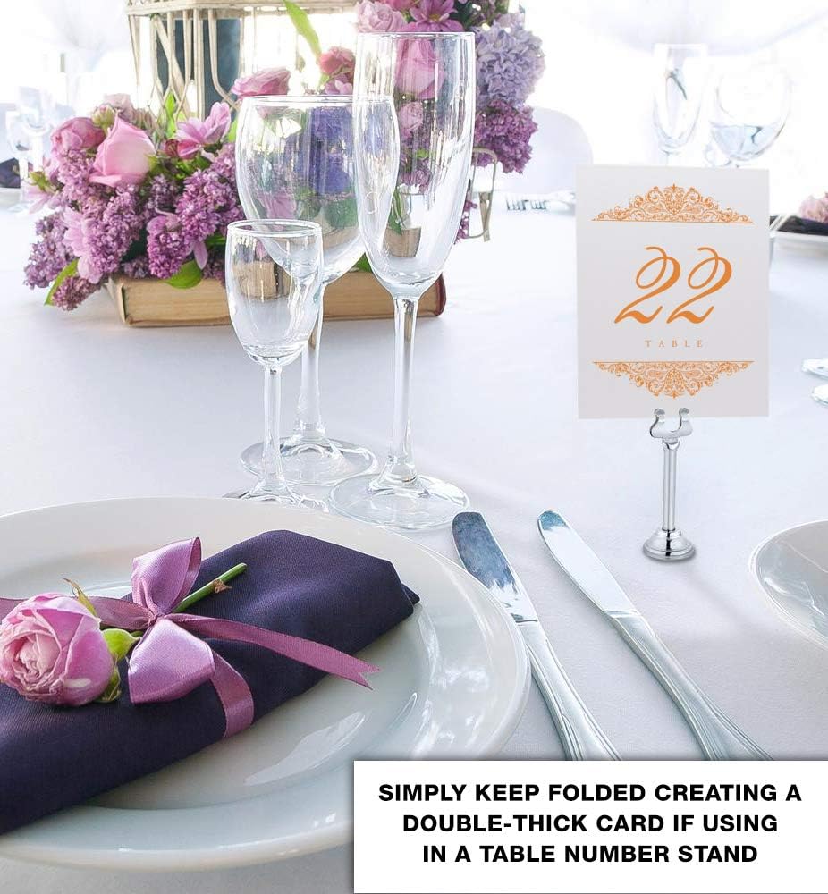 Paisley Wedding Table Numbers (Select Color/Quantity), Champagne, Orange, 1-45, Double Sided, Tent or Use in a Stand, Great for Parties & Restaurants - Made in the USA