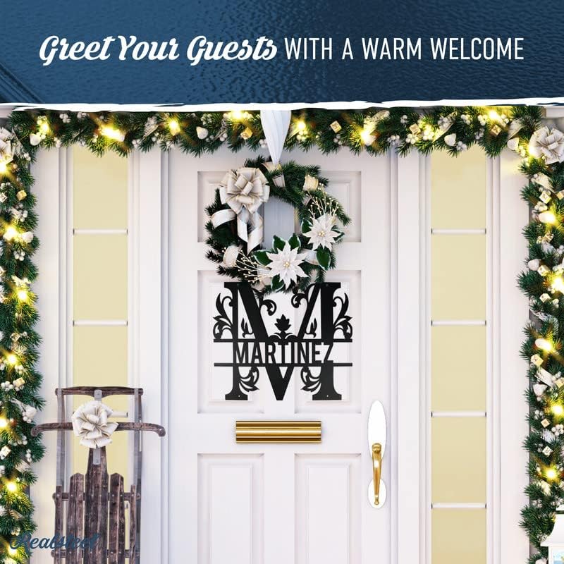 RealSteel Metal Split Letter Monogram - Custom Personalized Decor - Welcome Sign - Indoors or Outdoors (36", Penny Vein)