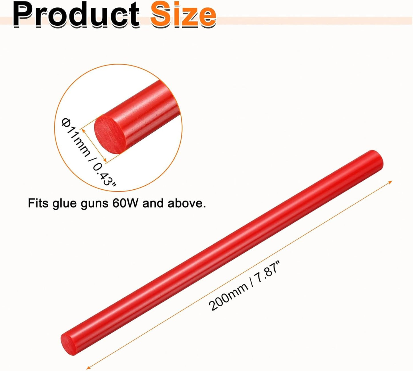 HARFINGTON 10pcs Hot Glue Sticks 0.43" Dia x 7.87" Long EVA Mini Hot Melt Adhesive Glue Stick for Hot Melt Gun Wood Plastic Glass Flowers Fabrics Foam, Red