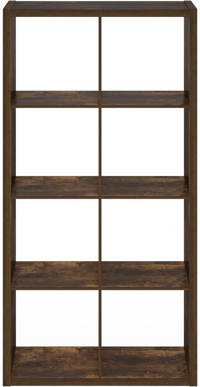 Furinno Cubicle Book Shelf, 8-Cube Bookshelf, Extra Thick Frame Horizontally & - Image 11