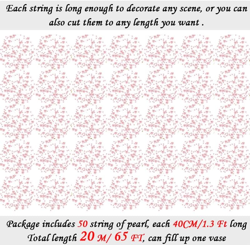 50pcs Pearls String Beads of Pearls, 10+5mm Pink Artificial Pearl String for Floating Candles Centerpieces, Vase Filler, Wedding Centerpiece Christmas Party Decor