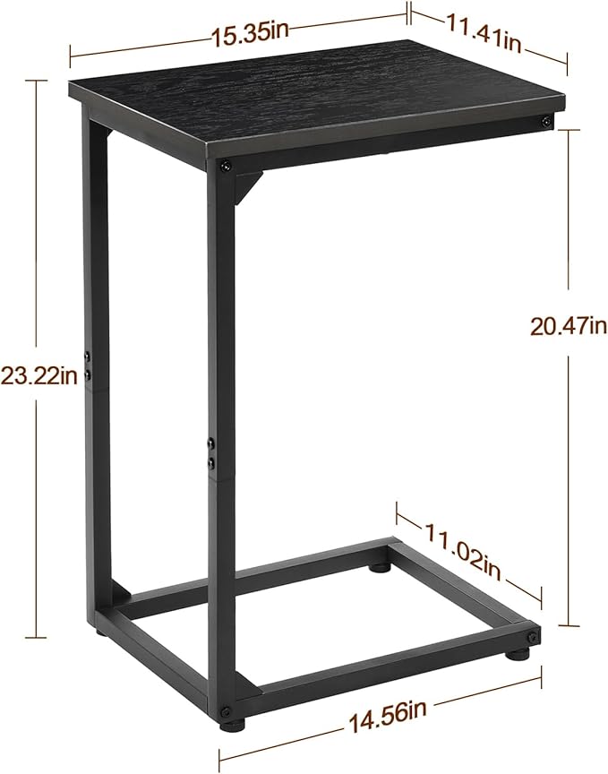 AMHANCIBLE C Shaped End Table, Couch Tables that Slide Under, TV Tray Snack - Image 3