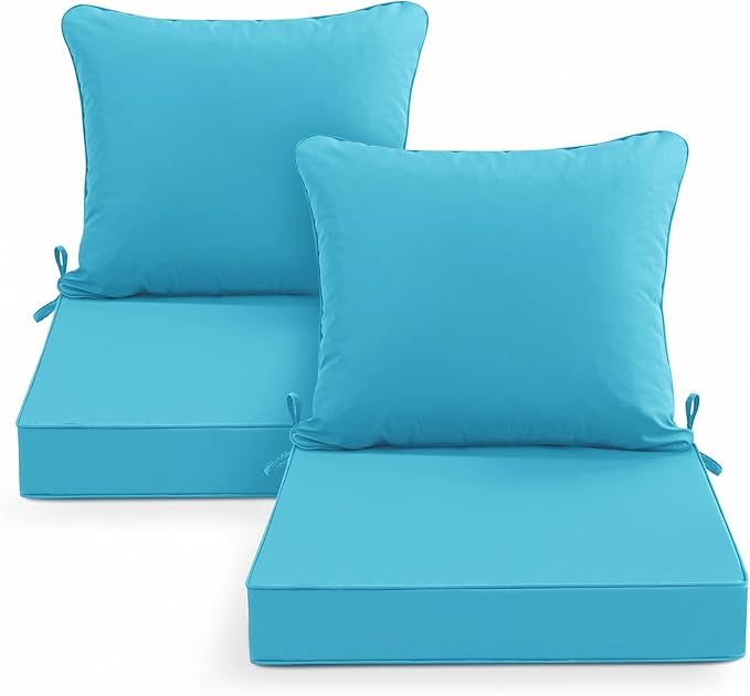 Summsun Outdoor Chair Cushions Set of 2, Waterproof Backrest and Seat Cushion by SUMMSUN