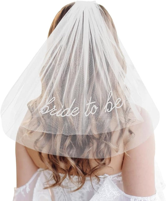 Bride To Be Embroidered Veil for Bachelorette Party Decorations, Bridal Shower Accessories Gifts for Woman