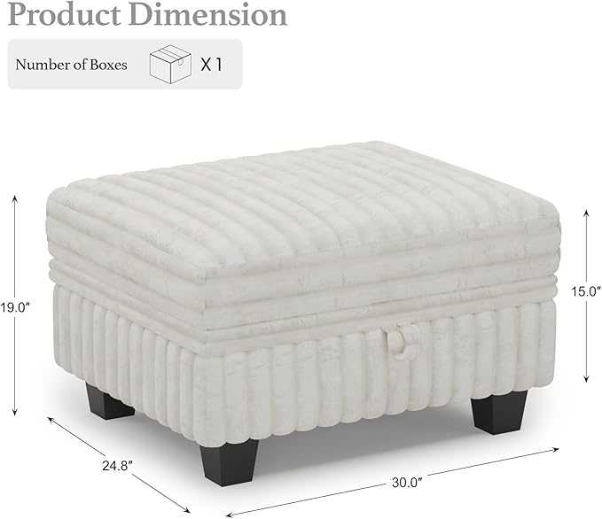 Belffin Corduroy Fabric Ottoman - Image 2
