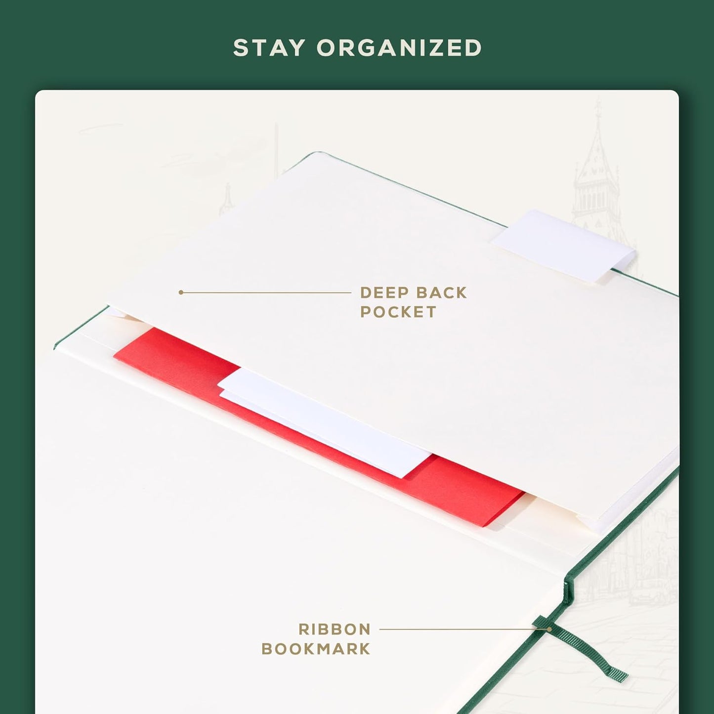 Beechmore Books A4 Sketchbook – 8.5x11 Premium Vegan Leather Bound Large Sketch Book Hardcover with 156 Thick 160gsm Perforated Ivory Pages, Blank Sketch Pad, Gift Boxed, Back Pocket, Ribbon Bookmark