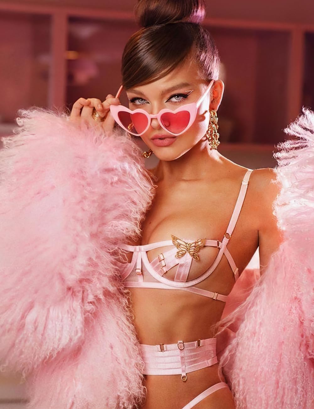 8 Pack Heart Sunglasses Vintage Cat Eye Heart Glasses Retro Bachelorette Bride Sunglasses Bulk for Women