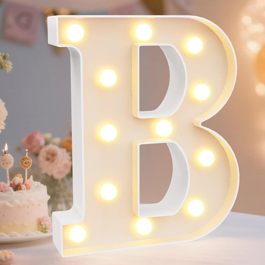 Pooqla LED Marquee Letter Lights Sign, Light Up Alphabet Letter for Home Party Wedding Decoration B