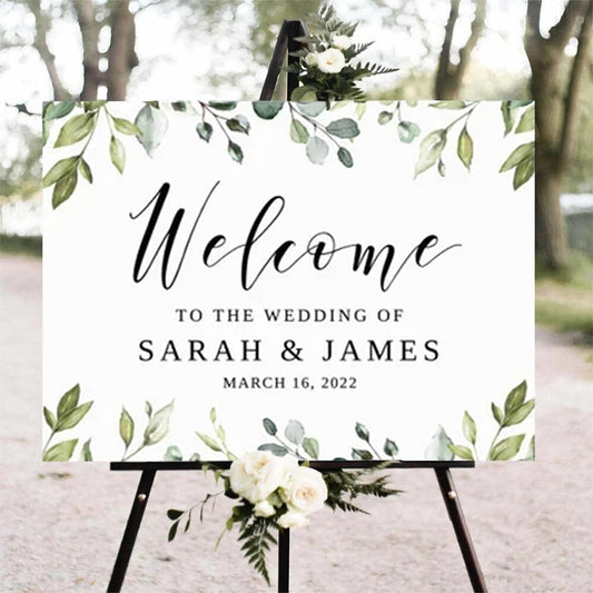 Greenery Wedding Welcome Sign, Eucalyptus Wedding Sign, Botanical Welcome Wedding Sign, Welcome to our Wedding Sign, Wedding Signs for Ceremony, Personalized Wedding Welcome Sign #20