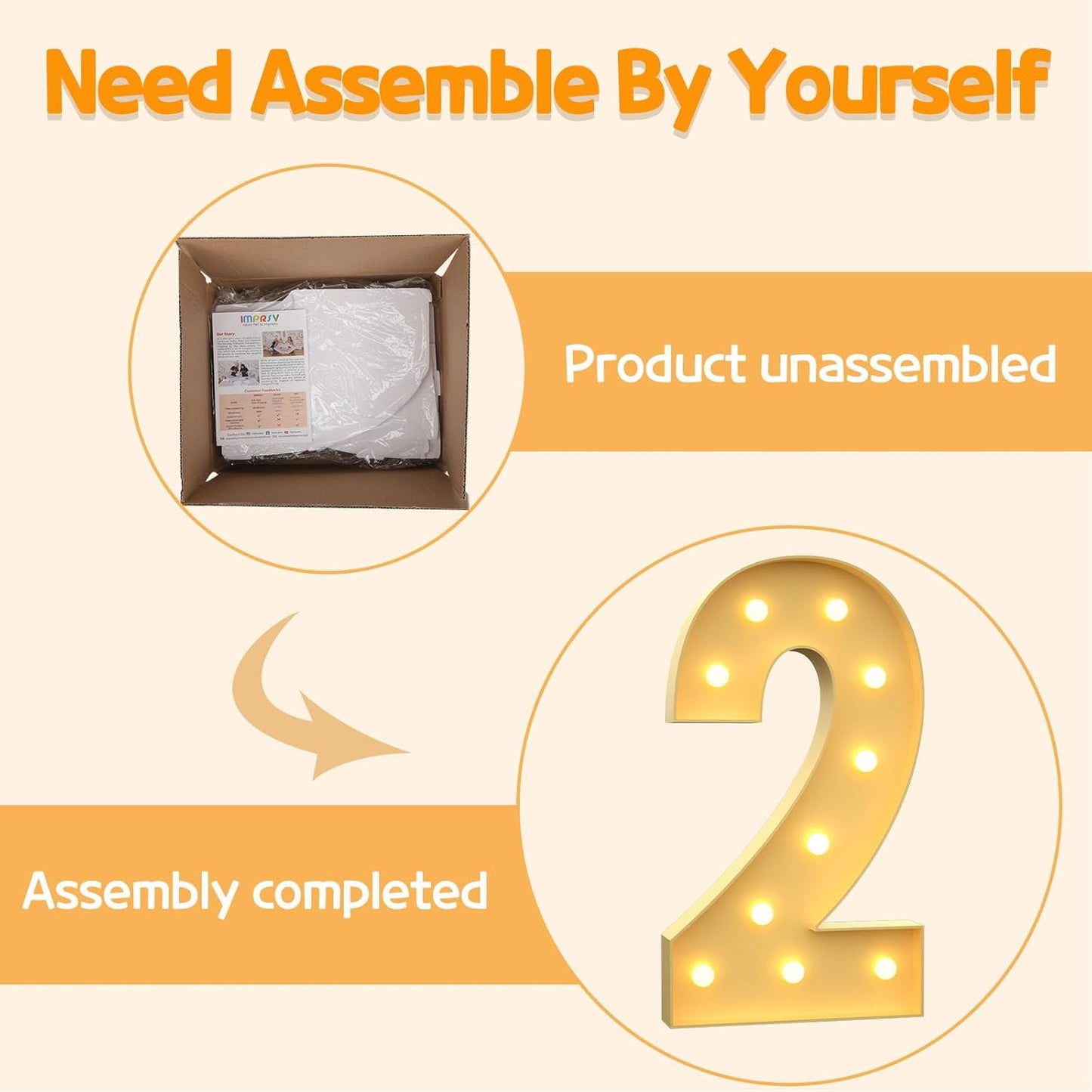 Marquee Numbers 4 Feet Tall Large Light Up Numbers 2nd 12th 21st Two Fast Birthday Decorations Girl Boy Big Yellow Light Outdoor Anniversary Decorations Balloon Arch Kit Party Backdrop 2