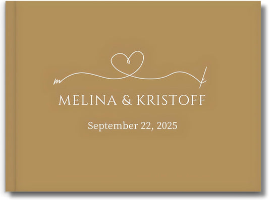 Wedding Guest Book – Personalized Polaroid Guest Book for Wedding Reception, Custom Sign In Photo Book with Blank Pages, Elegant Keepsake for Guests (Metallic Gold)