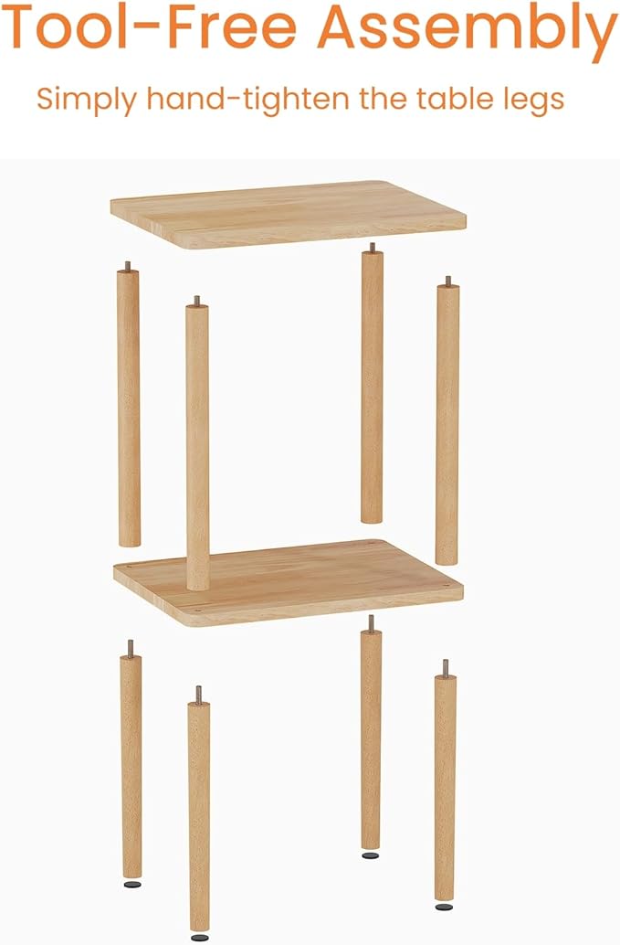 Solid Wood Side Table, 2-Tier Tall End Table - Image 9
