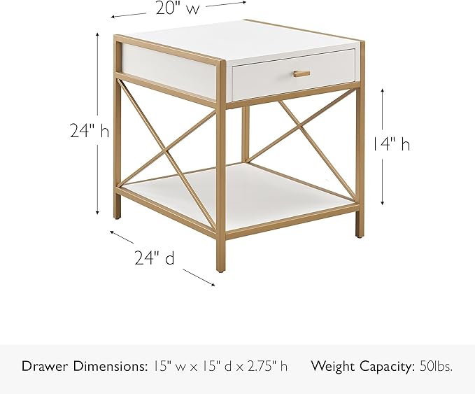 Leick Home 9206-WTGL Claudette Mixed Metal and Wood Drawer End Table - Image 3