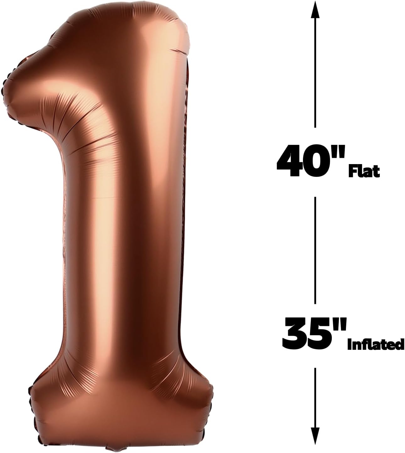 Coffee Brown Number 1 Balloon 40 inch, Number 1 Birthday Balloons for Boy Girl, Dark Brown Foil One Balloon for 1st 10 11 12 16 18 Birthday Party, Anniversary Celebration Numbers Decorations