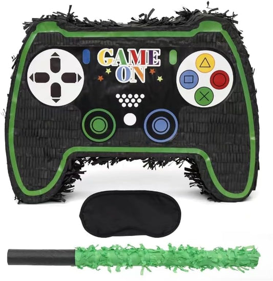 Video Game Controller Pinatas Bundle with a Blindfold and a Bat(16.5 x 12 x 3.5 Inches), Perfect for kid's Birthday Parties, Gaming Theme Parties for Boys, Decorations