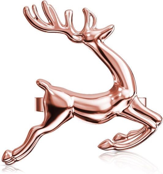ZeeDix Set of 12 Rose Gold Elk Chic Napkin Rings for Christmas Dinning Table Setting-Wedding Receptions, Christmas, Thanksgiving and Home Kitchen for Casual or Formal